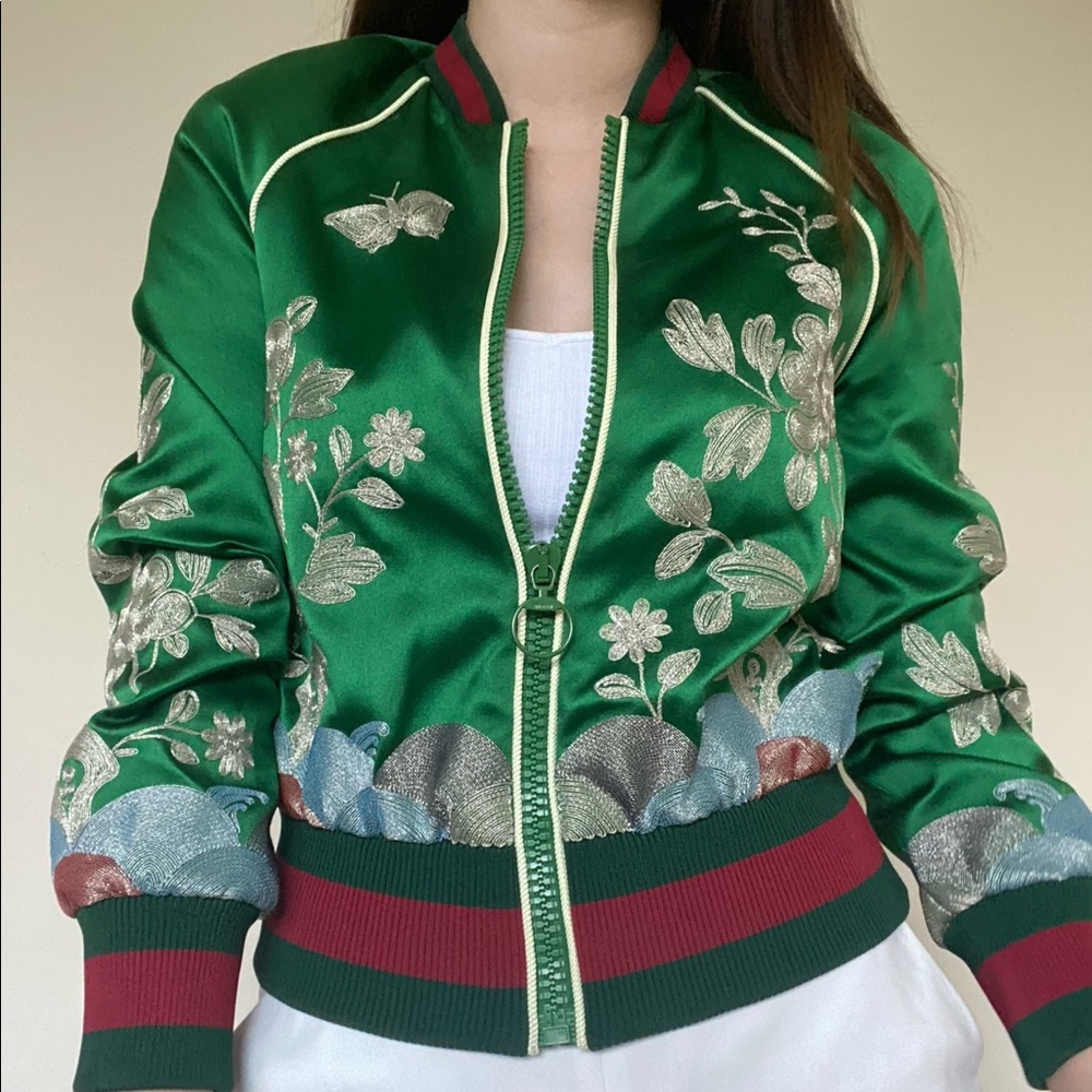 Gucci Silk Floral Bomber Jacket NWOT
